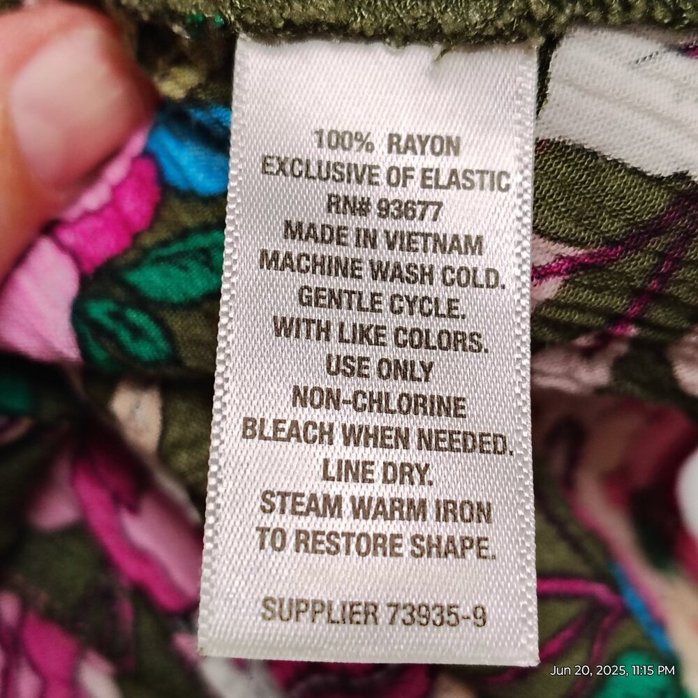 Womens Blouse Medium Sleeveless Olive Green Pink Floral‎ - Y2K Boho Hippie 70s - Picture 6 of 6